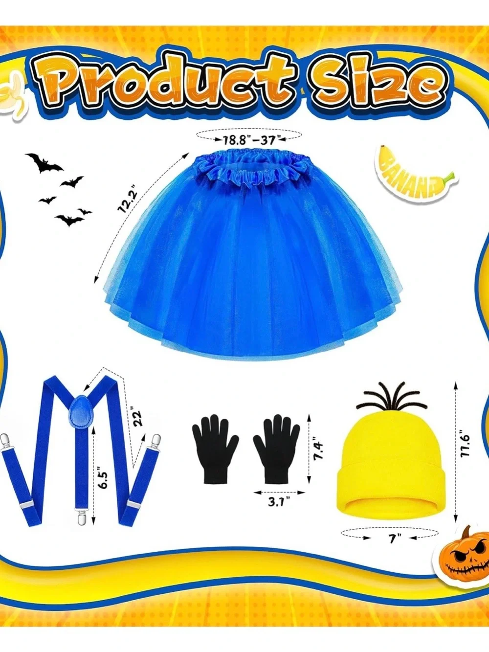 Kids Blue Light-Up Tutu Minion-Inspired Costume Set with Yellow Hat